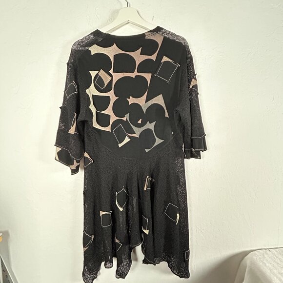 Staley Gretzinger Women's Small Black Art to Wear Asymmetric Cardigan Patchwork - Picture 2 of 10